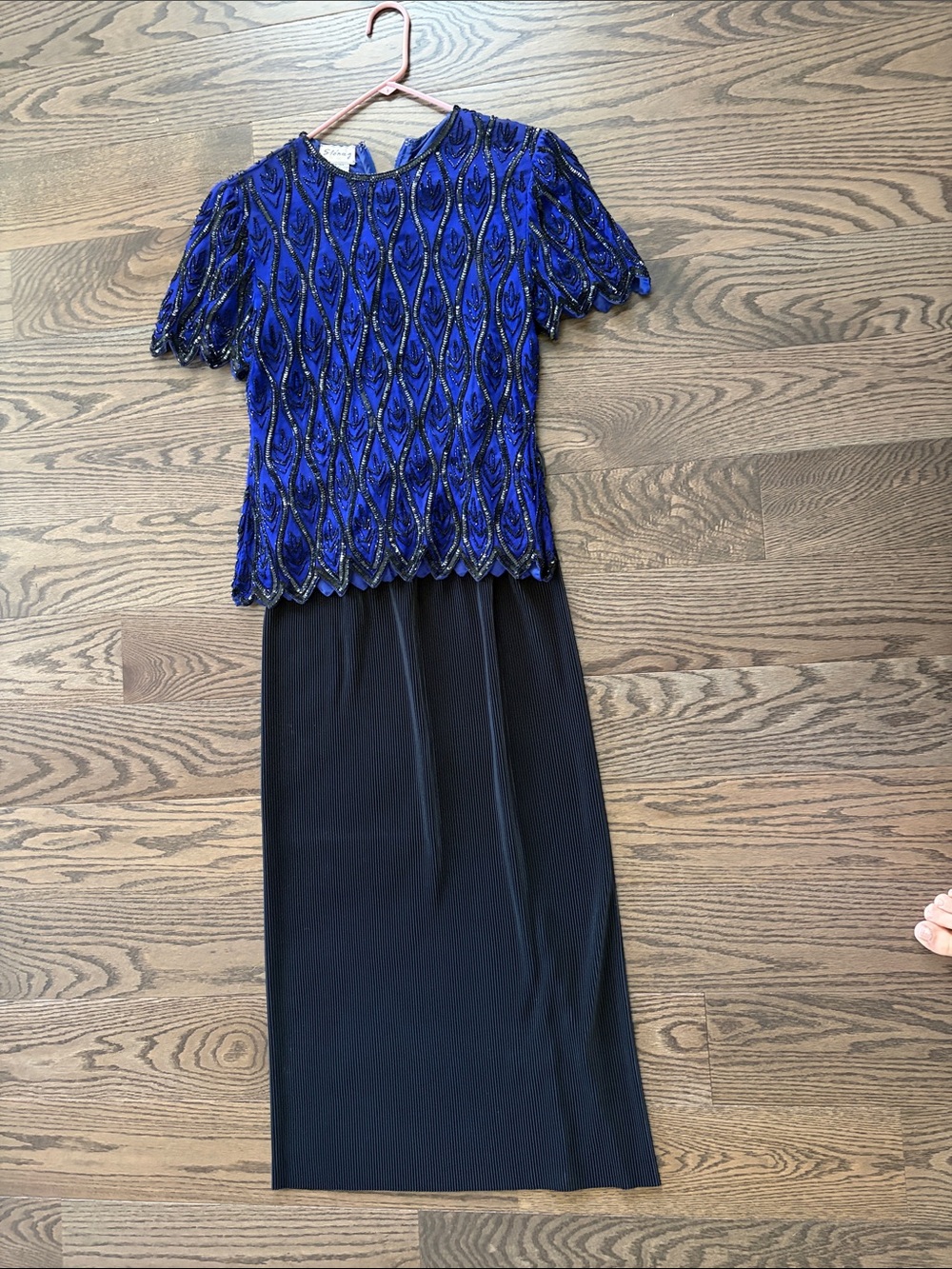 Beaded Rich Purple/Blue and Black Midi 2 piece set